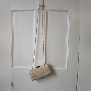 Talbots Raffia Seahorse Clutch with Chain